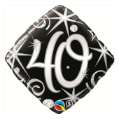 45 cm Folija balons Number 40, black serpentines i stars"