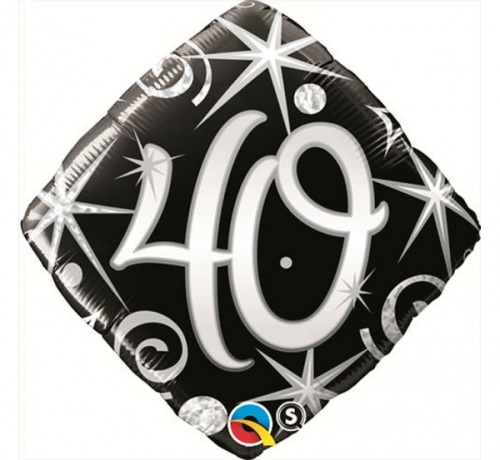 45 cm Folija balons Number 40, black serpentines i stars"