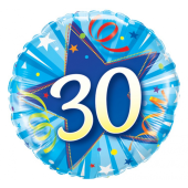 45 cm Folija balons CIR "30, blue" ST ASORT