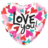 45 cm Folija balons HRT "Love You Converging Hearts"