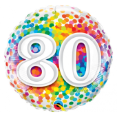 45 cm Folija balons "Number 80 Confetti"