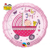 45 cm Folija balons Baby Girl (pink stroller) "