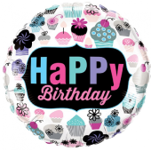 Воздушный шар из фольги 45 см CiR - BDAY Cupcakes Emblem