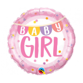 45 cm Folija balons - Baby Girl Banner & Dots