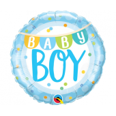 45 cm Folija balons - Baby Boy Banner & Dots