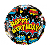 Воздушный шар из фольги 45 см Birthday super hero, black