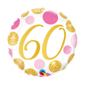 45 cm Folija balons CIR 60 Birthday, rose-gold dots