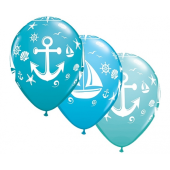 Apdrukāts lateksa balons "Sailboat and Anchor" (30 cm)