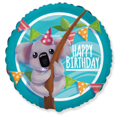 Balons (18''/46 cm) aplis, Happy Birthday koala1  gb