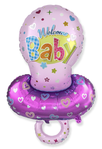 Balons (40`` / 102 cm) Figūra, Knupītis Baby Girl, Rozā, 1 gab.