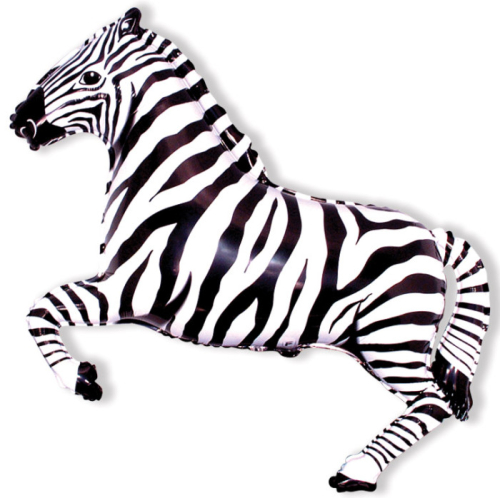 Folija balons (42''/107 см) Zebra, melns, 1 gb.