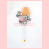 Balonu Kompozīcija 7 Ekskluzīvi Rozā Persiku Sudraba krāsa 150x50 cm