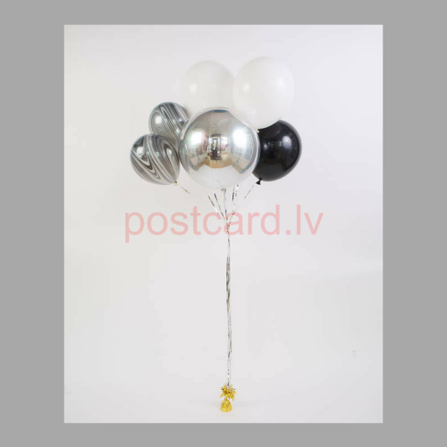 Balonu Kompozīcija 8 Ekskluzīvi Balta Sudraba Melna krāsa 160x50 cm