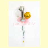 Balonu Kompozīcija 13 Ekskluzīvi Zelta Sudraba Rozā krāsa 150x50 cm