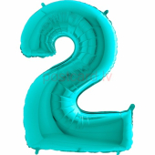 Folijas balons Cipars 2 Tiffany krāsa 86 cm