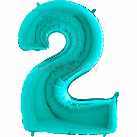 Folijas balons Cipars 2 Tiffany krāsa 86 cm