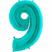 Folijas balons Cipars 9 Tiffany krāsa 86 cm