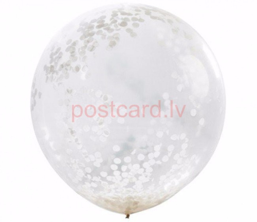 Confetti balons Sudraba krāsa 90 cm
