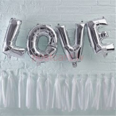 Folijas balonu kompozīcija Love Sudraba krāsa 95*35 cm