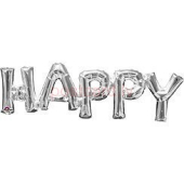 Folijas balonu vārds Happy Sudraba krāsa 70*23 cm