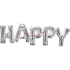 Folijas balonu vārds Happy Sudraba krāsa 70*23 cm