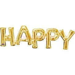 Folijas balonu vārds Happy Zelta krāsa 70*23 cm