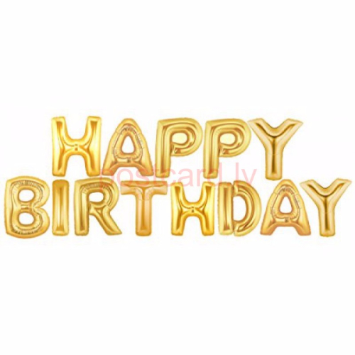 Folijas balonu kompozīcija Happy Birthday Zelta krāsa 340*35 cm