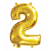 Folijas balons Cipars 2  Zelta krāsa 35 cm