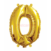 Folijas balons Cipars 0  Zelta krāsa 35 cm