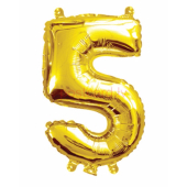Folijas balons Cipars 5  Zelta krāsa 35 cm