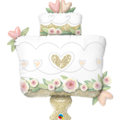 Kāzu folijas balons "GLITTER GOLD WEDDING CAKE" (104 cm)