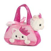 AURORA Fancy Pals Plīša kaķu princese rozā somā, 20 cm
