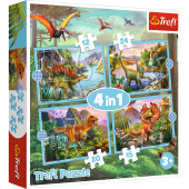 TREFL Pužļu komplekts Dinozauri 4in1, 12+15+20+24 gab.
