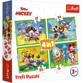 TREFL MICKEY MOUSE Pužļu komplekts 4 in1, 12+15+20+24 gab.