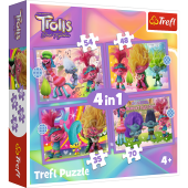TREFL TROLLS Pužļu komplekts 4in1 Troļļi 3