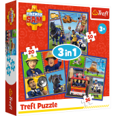 TREFL FIREMAN SAM Pužļu komplekts 3in1 Ugunsdzēsējs Sems