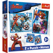 TREFL AVENGERS Puzles komplekts 30 gab + 48 gab + 24 memo