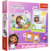 TREFL GABBY´S DOLLHOUSE Puzles komplekts 30 gab + 48 gab + 24 memo