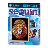 KITFIX Amatniecības komplekts Sequin Art Blue Premium spīdumiņu māksla, Lauva