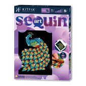 KITFIX Amatniecības komplekts Sequin Art Purple spīdumiņu māksla, Pāvs