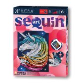 KITFIX Amatniecības komplekts Sequin Art Red spīdumiņu māksla, Vienradzis ar zvaigznītēm