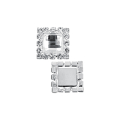 Embellishments with a stone, silver, 15 x 15mm (1 pkt / 2 pc.)
