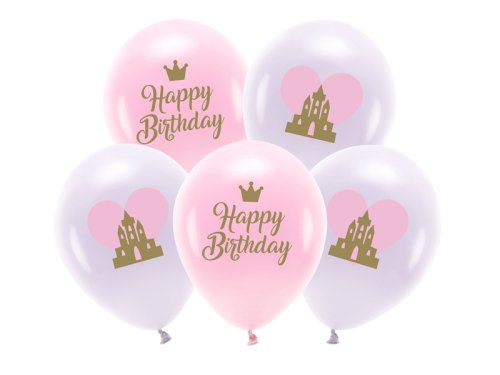 Eco Balloons 33 cm, Happy Birthday, mix (1 pkt / 5 pc.)