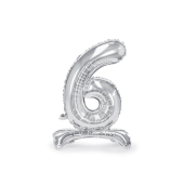 Standing foil balloon Number ''6'', 70cm, silver
