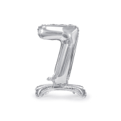 Standing foil balloon Number ''7'', 70cm, silver