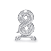 Standing foil balloon Number ''8'', 70cm, silver