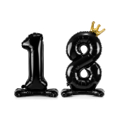 Standing foil balloon Number ''18'', 88 cm, black