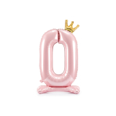Standing foil balloon Number ''0'' , 84 cm,  light pink