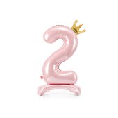 Standing foil balloon Number ''2'' , 84 cm,  light pink