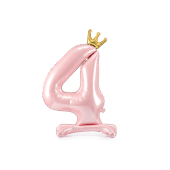 Standing foil balloon Number ''4'' , 84 cm,  light pink